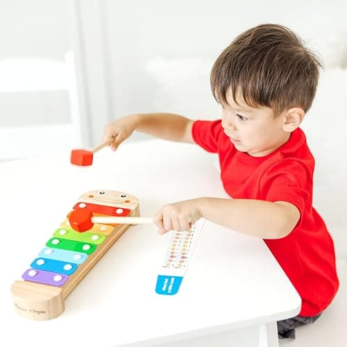 Melissa & Doug Caterpillar Xylophone Musical Toy with Wooden Mallets 15.25" x 6.5" x 1.5", Blue thumbnail 8