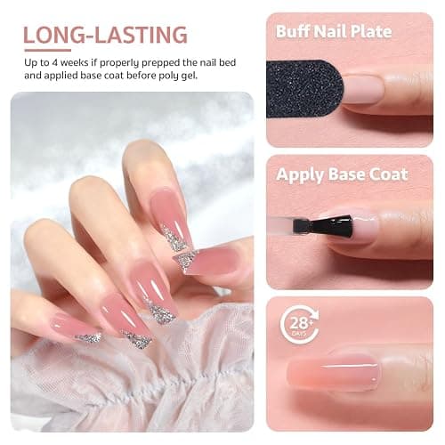 GAOY Poly Gel, 60g Nail Extension Gel, Pink Nude Builder Enhancement for Beginner & Professional Nail Art Salon DIY at Home thumbnail 4