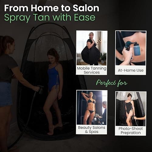 Large Spray Tan Tent – Deluxe Pop Up Tent Portable Tanning Booth with Carry Case – Clear Window for Perfect Spray Tanning – Easy Clean for Home & Salon thumbnail 5