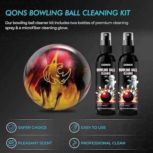 Bowling Ball Cleaner Spray - 1 Pack Bowling Cleaner Set with Cleaning Towel, Portable Bowling Accessories Kit - Removes Oil, Stains & Scuffs - Enhances Grip, Restores Tack & Prolongs Lifespan of Ball thumbnail 2