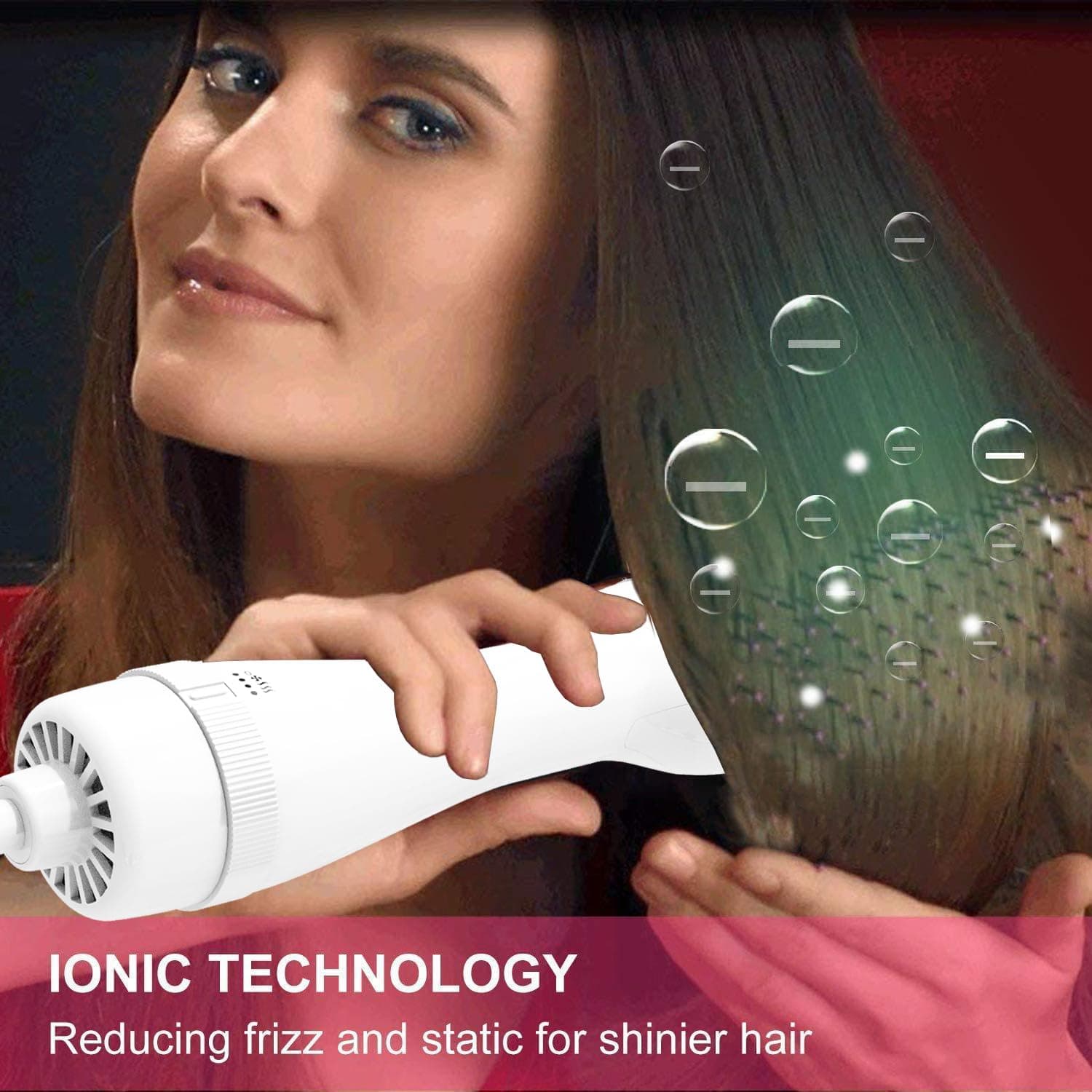 AU Plug Blowout Brush, 1200W One Step Hair Dryer & Hair Brush & 75mm Oval Shape Hair Styler & Volumizer 4-in-1 Hot Air Brush Negative Ion Blow Dry Brush for Smooth Frizz-Free Results for All Types (White) thumbnail 4