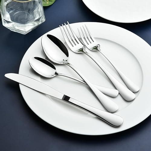 Silverware Set for 8, 40 Piece Heavy Duty Stainless Steel Flatware Utensils Cutlery Set Including Steak Knife Fork and Spoon, Dishwasher Safe, Gift Package for Wedding Housewarming thumbnail 2