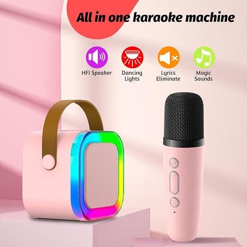 OUTUVAS Kids Karaoke Microphone Machine Toy, 4-12 Years Old Girls Christmas Birthday Gift for Girls, Karaoke Toys Gifts for Girls Ages 4, 5, 6, 7, 8, 9, 10, 12 +Year Old Birthday Party. (Pink) thumbnail 4