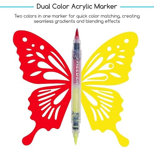 MEEDEN Acrylic Paint Markers Dual Tip: 96 Colors/48 Pcs Brush Tip Acrylic Marker with Automatic Ink Control for Art Supplies - Quick Dry Paint Pens for Rock, Wood, Canvas, Fabric, Glass, Metal thumbnail 5