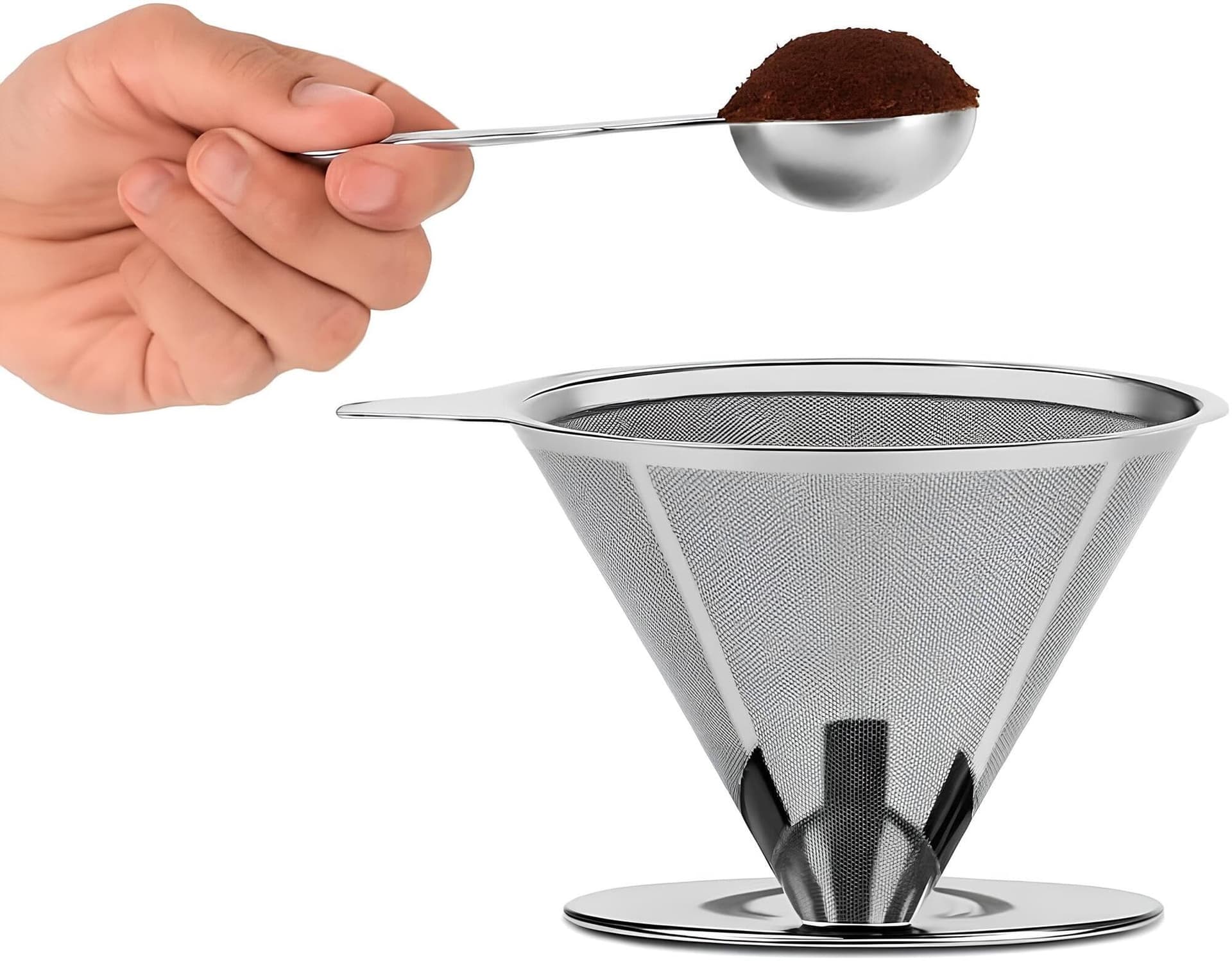 Coador de Café 103 Filtro Inox Reutilizável Premium – Peneira de Aço Durável e Sustentável, Sem Uso de Papel, Econômico e Ecológico, Fácil de Usar e Limpar, Preserva o Sabor Natural do Café thumbnail 5