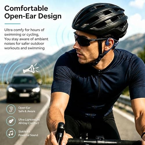 Swimming Headphones Underwater, Open Ear Lap Swimming Earbuds Bluetooth6.0 | IP68 Bone Conduction, 32GB MP3, Stay Aware of Surrounding Risks, Soft&Comfortable, 24g Ultra‑Lightweight, Pool Lap Swimming thumbnail 5