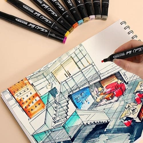 STATIONERY ISLAND Alcohol Markers Set 80 Colours, Alcohol pens Dual Tips, Colouring Pens with Carrying Bag, Graphic Marker Pens for Artist, Twin Markers Art Pens for Drawing thumbnail 2