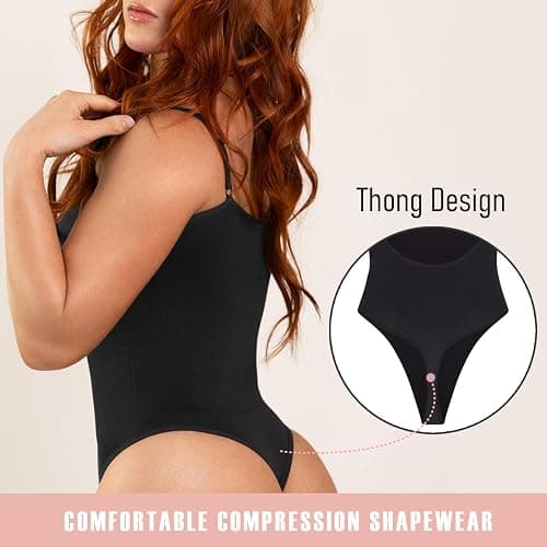 Glamhug Women's Shapewear Bodysuit - Tummy Control Seamless Waist Sculpting Body Shaper - Thong Body Suit thumbnail 2