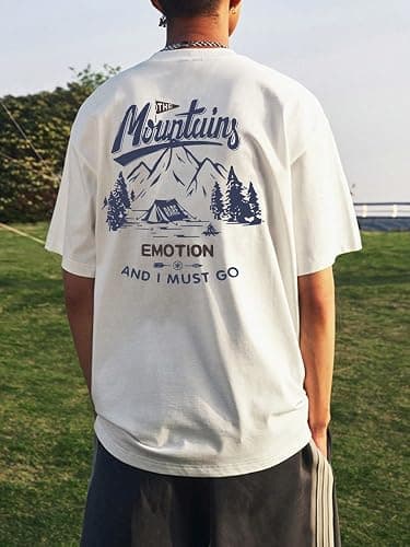 Men's Mountain Letter Graphic Drop Shoulder Tee - Large - White - Image 1