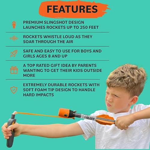 Toy Rocket Launcher for Kids: Outdoor Toys Slingshot Rocket Launchers - Best Gifts for Boys & Girls All Ages - Fun Stocking Stuffers for Kids & Teen Boy Gifts for 8 9 10 11 12+ Year Old Boys Gift Idea thumbnail 3