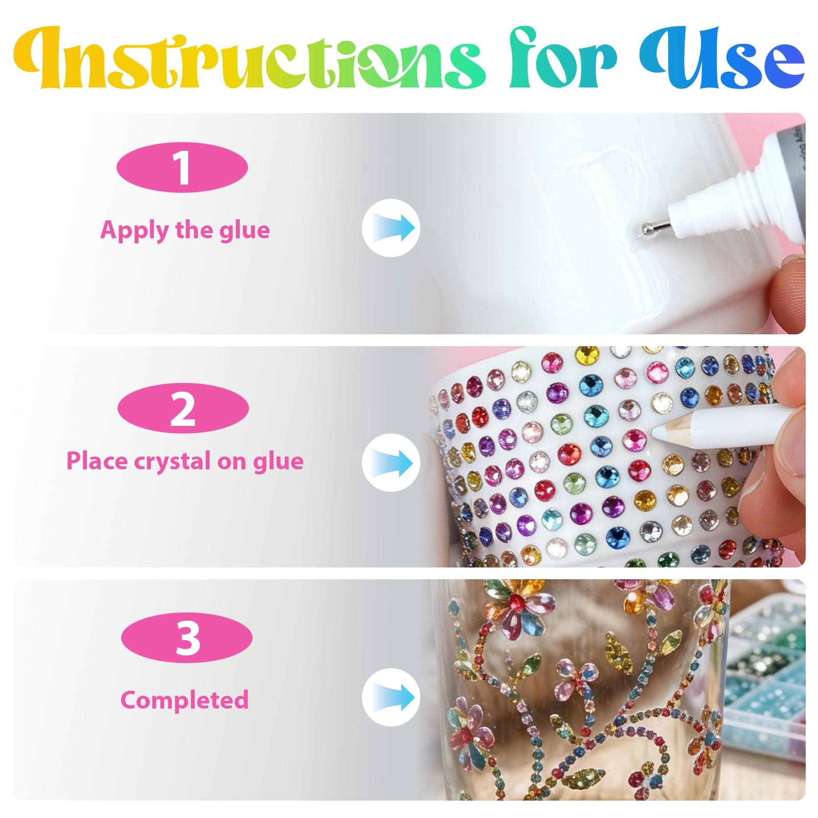 18000/32000/45000 PCS Resin Jelly Rhinestones with Tweezers,Mixed-Color 3mm Flatback Gems, Bedazzling Crystal for DIY Crafts Clothing Tumblers Mugs Shoes Fabric Nail Art for Crafting, Varied Shape (40 colors with 2× Pickup Tool) thumbnail 4