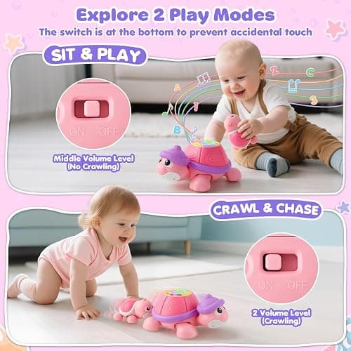 Baby Toys 6-12 Months, Musical Turtle Crawling Infant Toys for Tummy Time, Early Learning Educational Toys for 7 8 9 10 11 Months, Ideal Christmas Birthday Gifts for Boys & Girls Age 1 Years Old thumbnail 5