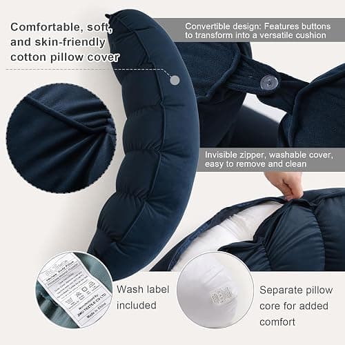 Ailuteie Peallow(Pat. Pend) – Long Round Body Pillow for Adults, Bolster Pillow for Sleeping, Soft and Supportive Pillow for Sleeping & Lumbar Support (Teal Blue, 29.5") thumbnail 3
