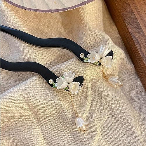 Classic Chinese Wooden Hair Sticks - Handmade Flower Hairpins and Chopsticks for Elegant Updos Floral Hairpin Wooden Hair Clip 1Pack thumbnail 5