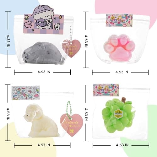 QCROAD SQUISHY taba Silicone Squishy Animal,Handmade taba Cute Squishy-Puppy, Seal, Cat Paw & Grape（4pcs） thumbnail 2
