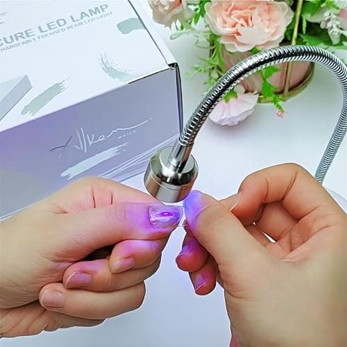 ALLKEM Flash Cure UV Nail Lamp – Gooseneck Gel Nail Light – Cordless Rechargeable LED Curing Lamp for Home & Salon Use – Silver, 3W thumbnail 4