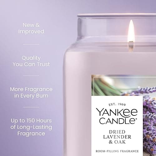Yankee Candle Dried Lavender & Oak, Scented Candle, 22oz Large Jar with up to 150 Hour Burn Time, Giftable, Birthdays thumbnail 4