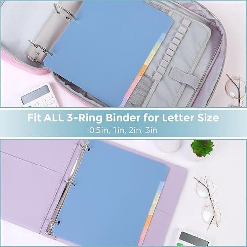 SKYDUE Durable Plastic 8-Tab Dividers, Big Tab Dividers for 3 Ring Binder, Write & Erase 3 Ring Binder Dividers with Tabs, with Sticker Labels, 1 Set, Pastel Color thumbnail 5