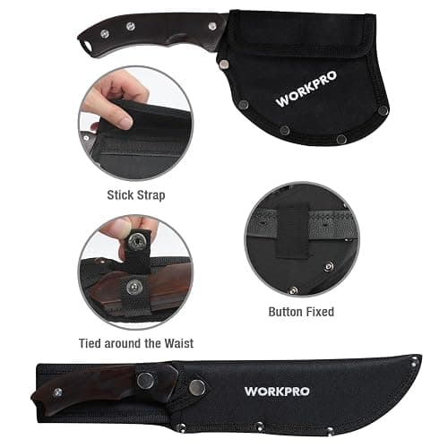 WORKPRO Axe and Fixed Blade Knife Combo Set, Full Tang, Wood Handle, for Outdoor Camping Survival Hunting, Sheath Included thumbnail 6