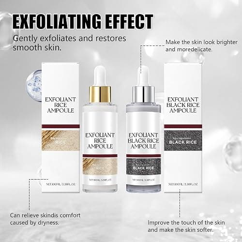 Peel Shot Glow Rice Ampoule, 2Pack White & Black Rice Gentle Exfoliant Scrub for Face & Body, Helps Clear Blackheads & Dead Skin, Pore Care, All Skin Types (100ml*2) thumbnail 2
