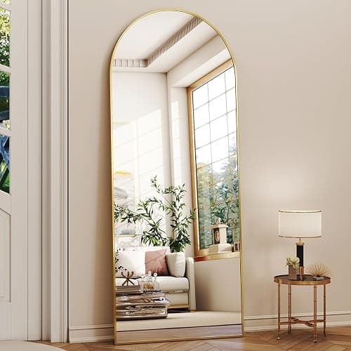 XRAMFY 56" x21 Arched Full Length Mirror Floor Mirrors with Aluminum Alloy Frame Free-Standing Wall Mounted Floor Mirrors or Large Dressing Mirror, Gold Mirror Full Length thumbnail 3