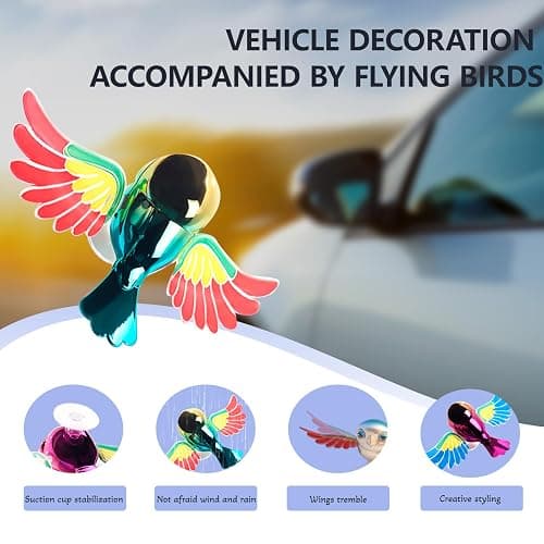 Bionic Flying Bird, Funny and Cute Car Decoration, Wings Swing with Wind, Suitable for Car, Motorcycle Mirrors and Helmets (Blue) thumbnail 3