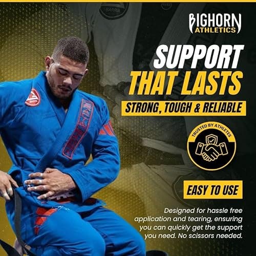 Bighorn Athletics Jiu Jitsu Finger Tape, Rock Climbing Tape | Multipurpose for Sports & Injuries: MMA, Volleyball, Football, Basketball, Tennis, Golf, Hands & Toes, 0.5-Inch x 45-feet, 8-Rolls, White thumbnail 7