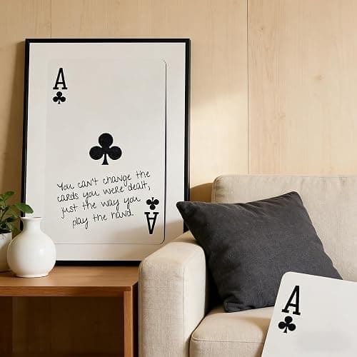 GEFQBBLD Funny Lucky Ace Poker Wall Art,Funky Mdern Canvas Black Art Prints Painting,Retro Minimalist Black and White Playing Card Posters,Trendy Aesthetic Preppy Wall Decor 8x10in Black Framed thumbnail 4
