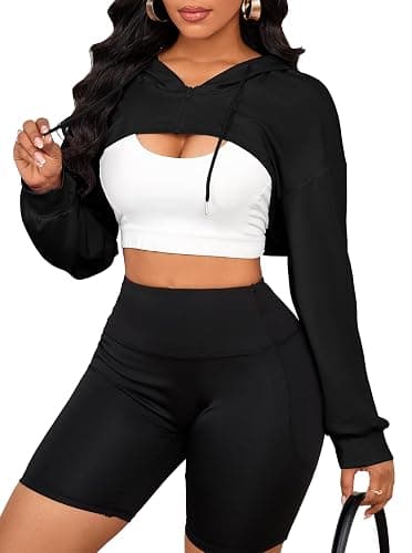 LovelyWholesale Women Cropped Hoodie Zip Up Long Sleeve Crop Top Sweatshirts thumbnail 6