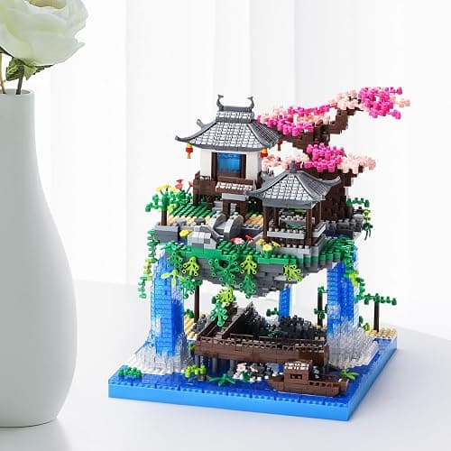 CAXIMSY Cherry Blossom Bonsai Tree House Building Block Sets 3320PCS Chinese Architecture of Peach Blossom Micro Mini Building Set Toy Gift for Kids Adults thumbnail 8
