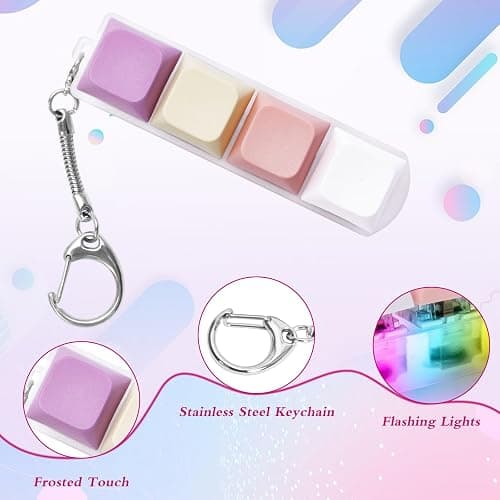HOMQYTE Keyboard Fidget Toys Adults Fidget Keyboard Clicker with LED Light Keychain Sensory Toys for Anxiety Stress Relief (Macaron1, 4 in 1) thumbnail 3