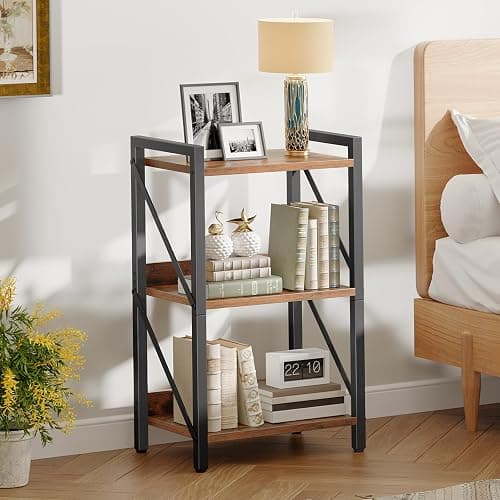 HOOBRO Bookshelf, 3-Tier Industrial Bookcase, Book Shelf Storage Organizer, Small Bookshelf with Metal Frame for Living Room, Bedroom, Home Office, Kitchen, Rustic Brown and Black BF71SJ01 thumbnail 5