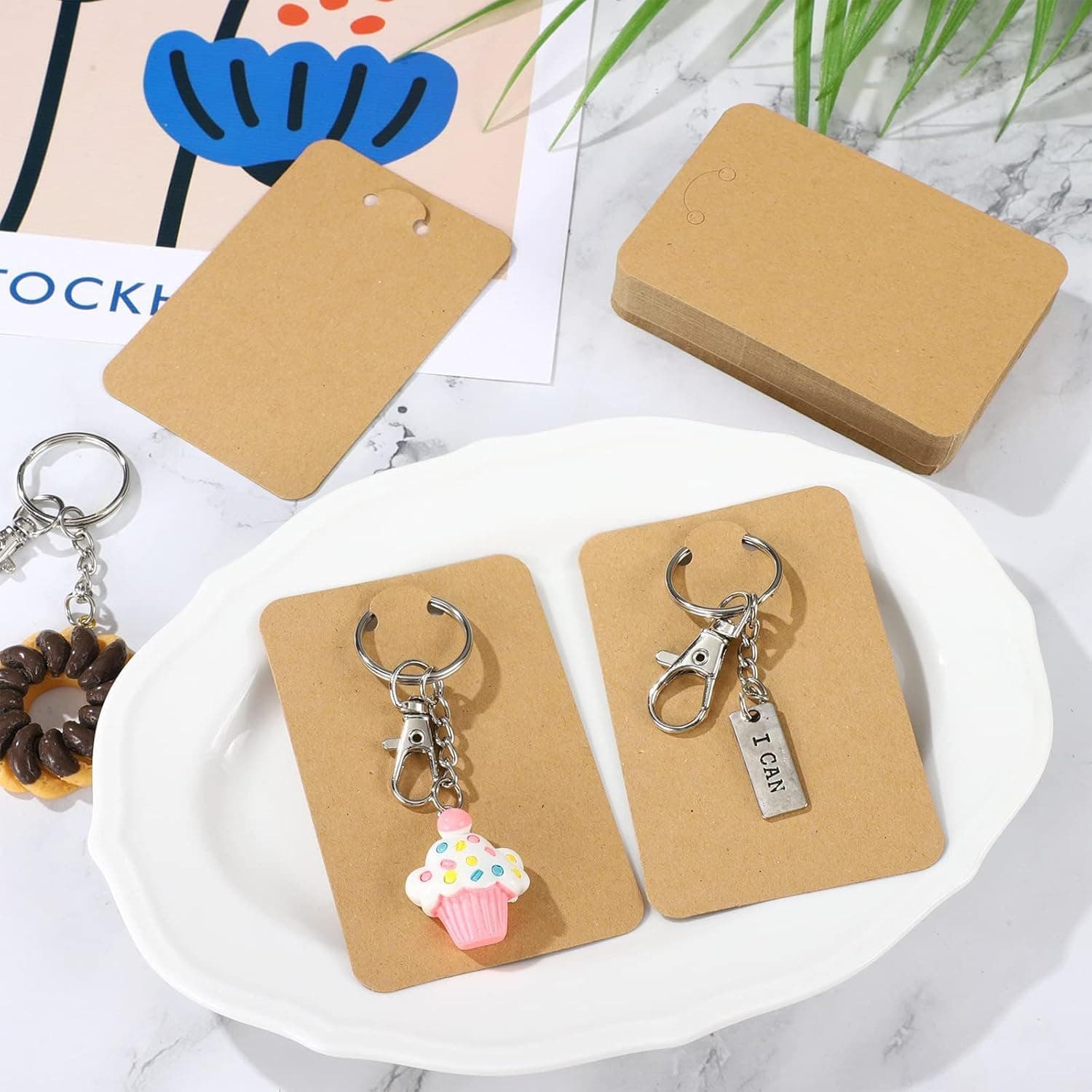 Festiko® Keychain Display Cards (Brown Kraft A, Pack of 100 Pcs, 4.7"*3.1"), Keyring Display Cards, Jewellery Display Cards thumbnail 7