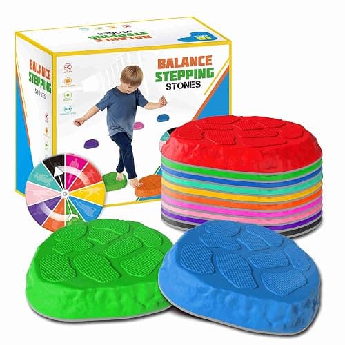 TECKMICO 10-Pack Stepping Stones for Kids,Non-Slip Balance Stones Obstacle Course Coordination Game Encourage Toddler Balance Gross Motor Skills Toys for Kids Ages 3-8 thumbnail 2
