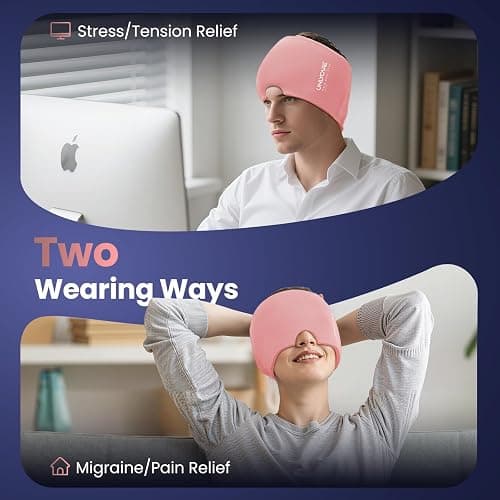 ONLYCARE Migraine Relief Cap, Headache Relief Cold Cap for Migraine Relief | Soothing Headache Ice Face Pack Mask, Cold Compress Head Wrap for Sinus, Tension, Stress, Hangover, Self Care Gifts for Women thumbnail 7