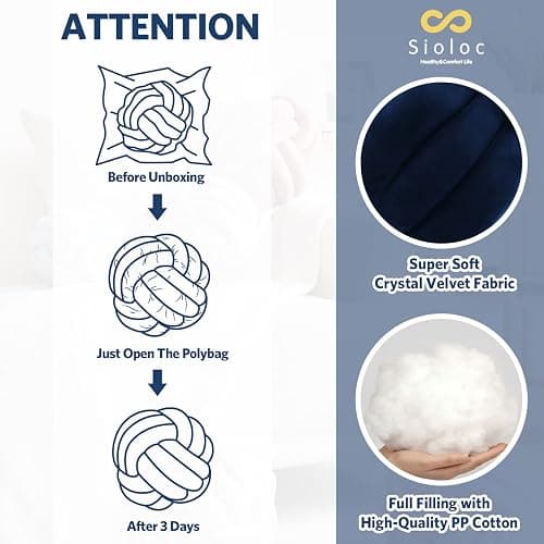 Sioloc Soft Knot Ball Pillows,Round Throw Pillow Cushion Home Decoration Plush Pillow,Throw Knotted Pillow Handmade Round Plush Pillow（7.8inches,Navy） thumbnail 6