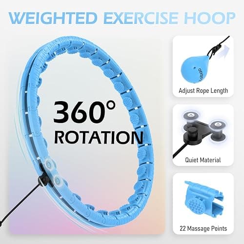 JLoibao Weighted Hula Circle with 26 Links(56 Inch) for Adults Weight Loss, Infinity Fitness Hoop Plus Size, for Women Smart Exercise Equipment - 26Links-Blue thumbnail 3