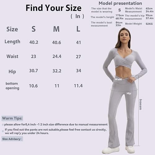 Shgiloo Flared Leggings Women - Yoga Pants with Pockets Crossover High Waisted Tummy Control, Workout Flared Trousers Women thumbnail 7