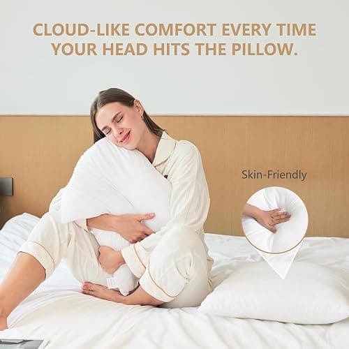 Obruosci Luxury Throw Pillow Inserts, Pack of 6, 20 x 20 inches Hypoallergenic Ultra Soft White Polyester Microfiber Durable Couch Cushion Fillers - 20x20 Inch(Pack of 6) thumbnail 6