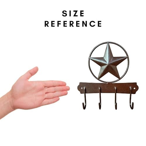 EcoRise Brown Texas Country Western Star Key Holder - Rustic Wall Decor Key Hanger for Home, Heavy Duty Iron, 4 Hooks thumbnail 4