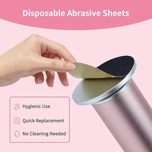 AprElm 4.8IN Longer Electric Foot Callus Remover with 80pcs Sandpaper Discs, Professional Aluminum Callus Remover for Feet, Stepless Speed Control Pedicure Tools for Dead Skin (Pink) thumbnail 5