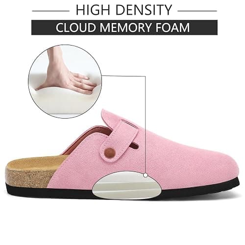 Tmaza Cork Footbed Suede Clogs for Women - Memory Foam Orthopedic House Shoes with Arch Support Size 6-11 thumbnail 5