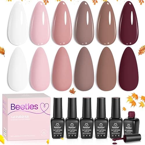 Beetles Winter Gel Polish Colors Brown Beige Mauve Pink Nude White Neutral 6 Colors Gel Nail Polish Set for Nail Art Manicure Soak Off Uv LED Nail Lamp Needed Gifts for Women Coffee Time thumbnail 9