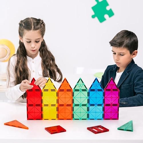 FNJO Magnetic Tiles, 110PCS Magnet Building Set, Magnetic Building Blocks,Construction STEM Learning and Playing Toys for Kids, Montessori Toy for Preschool Boys Girls thumbnail 8