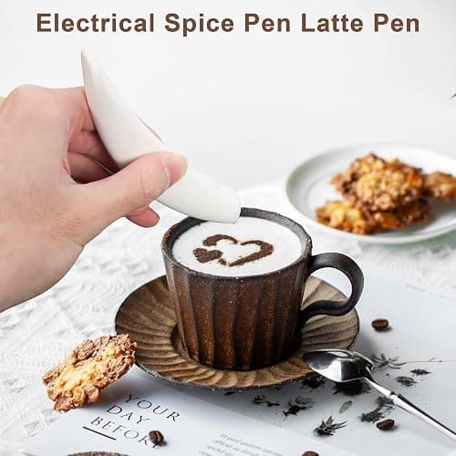 Latte Art Pen, Coffee Pen for Electrical Coffee Art for Latter, DIY Spice Pen for Cinnamon, Salt, White Sugar, Fine Coffee Grinds thumbnail 5