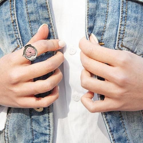 Vintage Ring Watch Heart Shape Crystal Analog Ring Punk Style | Creative Watches Women Men Finger Ring Watches for Men Women Daily Fashion Accessory Casual Outfit Party Evening Date Travel thumbnail 3