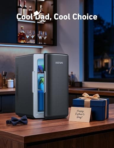AstroAI Mini Fridge 2.0 Gen, 6 Liter/8 Cans Small Refrigerator Makeup Skincare Fridge 110V AC/12V DC Portable Thermoelectric Cooler and Warmer Fridge for Bedroom, Present for Dad (Dark Grey) thumbnail 2