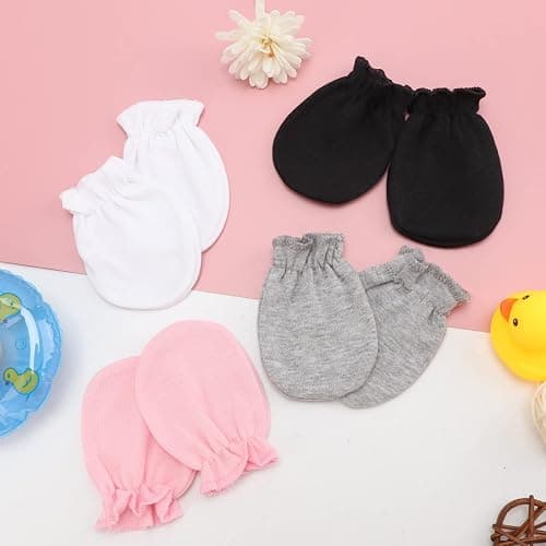 BQUBO Newborn Infant Toddler Mittens No Scratch Cotton Elastic Wrist Gloves Hypoallergenic for 0-6 Months Baby Boys Girls thumbnail 2
