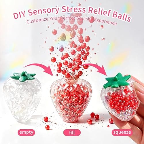 8PCS Squishy Skins 3.35IN, TPR Fillable Strawberry Squishy Skins with Plugs | DIY Squishy Making Kit, Clear Strawberry & Cat Paw Empty Squishy Skin, Adult Stress Relief Handmade Stress Ball Maker Kit thumbnail 4