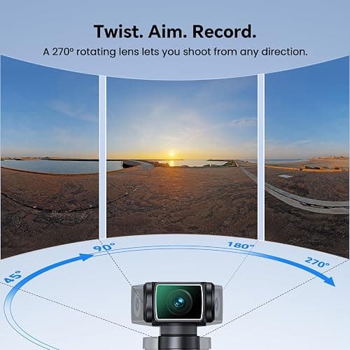 BOBLOV 5K Body Camera with Microphone, W5 Vlogging Camera, 5K/15FPS and 4K/60FPS with 270° Rotating Lens, External Mic Support, Clip/Strap Options, EIS Stabilization for Meeting, and Daily Use (128GB) thumbnail 5